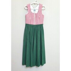 Girls German Hammerschmid Dress Oktoberfest Size 122 Red Plaid Green white dot